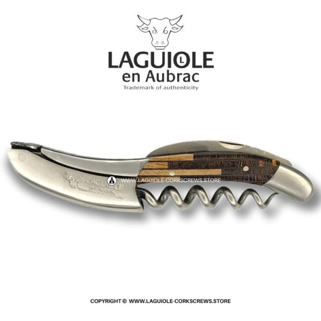 laguiole corkscrew puzzle marquetry brown two tone