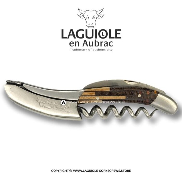 laguiole corkscrew puzzle marquetry brown two tone