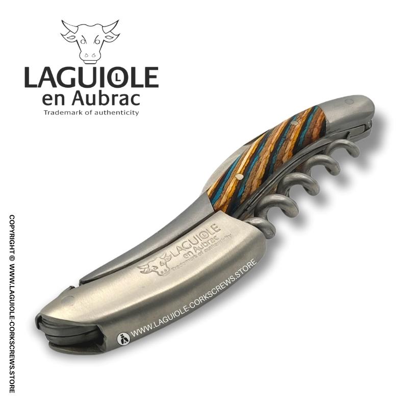 laguiole corkscrew tricolor marquetry brown