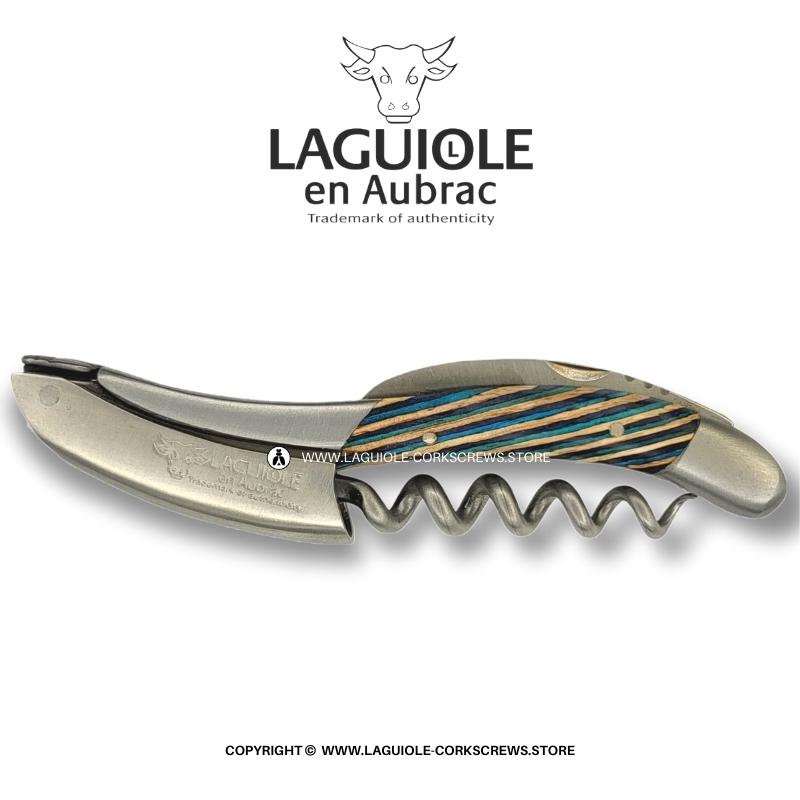 laguiole corkscrew tricolor marquetry turquoise