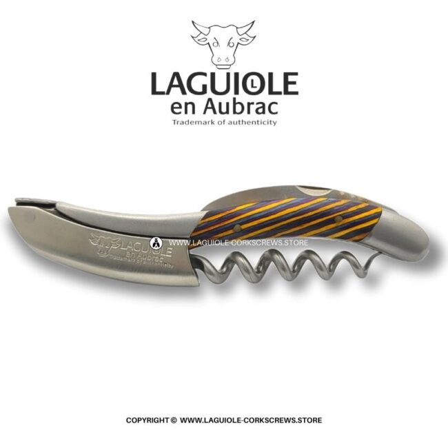 laguiole corkscrew tricolor marquetry yellow