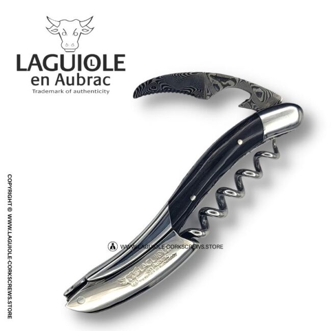 prestige laguiole corkscrew: damascus blade & buffalo horn