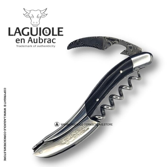 prestige laguiole corkscrew: damascus blade & buffalo horn