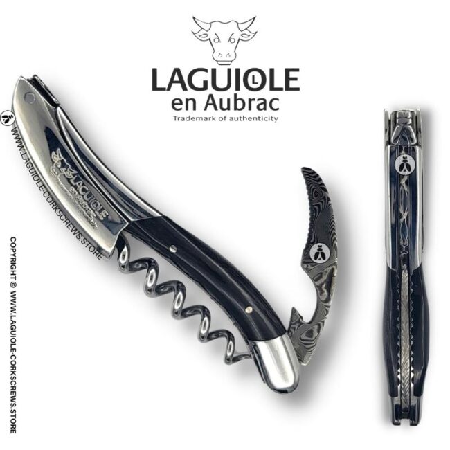prestige laguiole corkscrew: damascus blade & buffalo horn