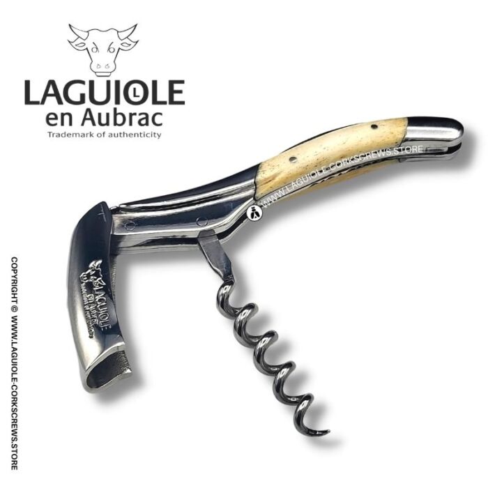 prestige laguiole corkscrew: damascus blade & cattle bone