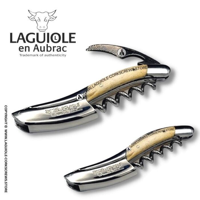 prestige laguiole corkscrew: damascus blade & cattle bone