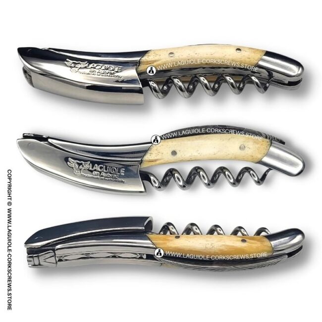prestige laguiole corkscrew: damascus blade & cattle bone