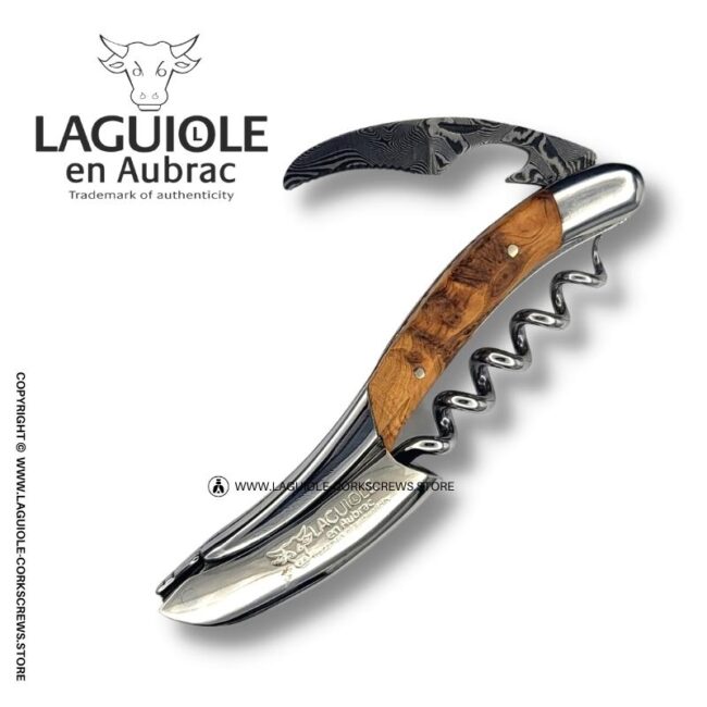 prestige laguiole corkscrew: damascus blade & juniper