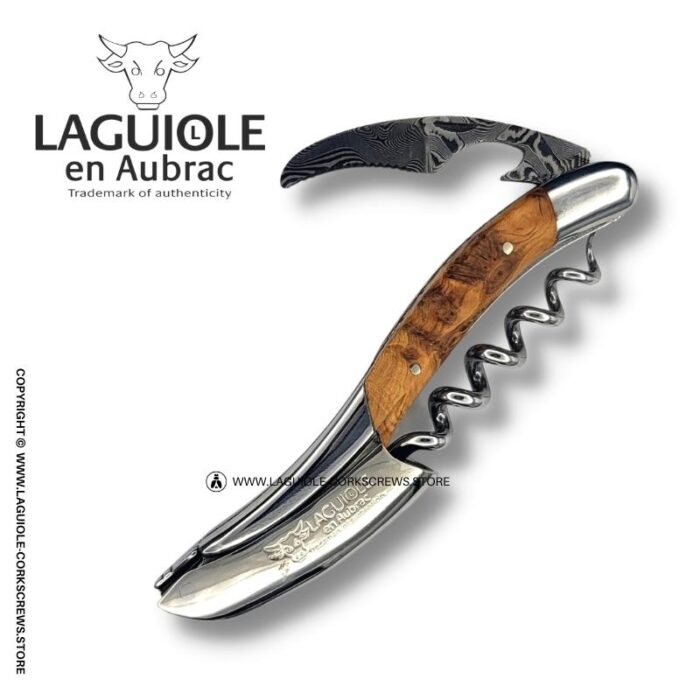 prestige laguiole corkscrew: damascus blade & juniper