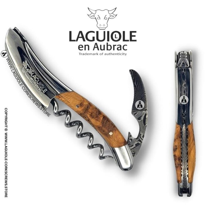prestige laguiole corkscrew: damascus blade & juniper