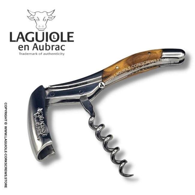 prestige laguiole corkscrew: damascus blade & olive wood