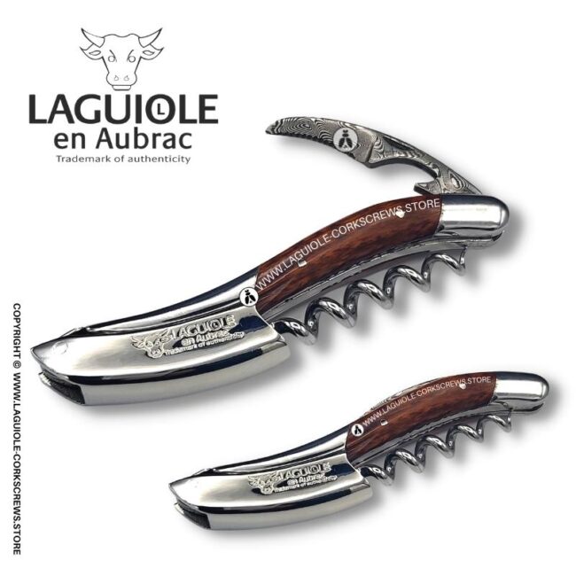 prestige laguiole corkscrew: damascus blade & snakewood