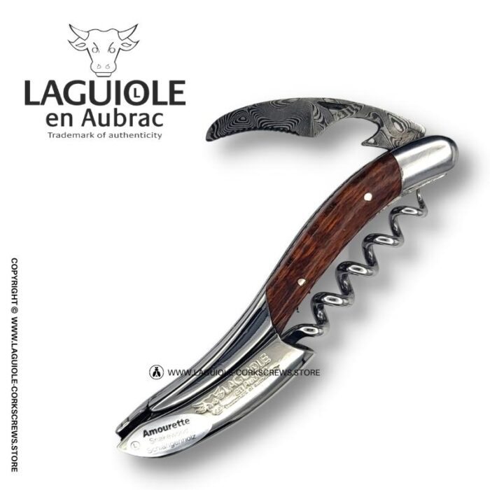 prestige laguiole corkscrew: damascus blade & snakewood