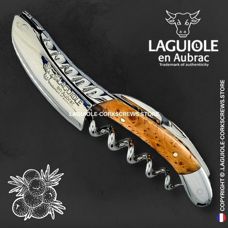 twisted laguiole sommelier knife with juniper wood handle