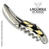 laguiole corkscrew with checkerboard inlay bone and ebony wood handle