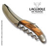 laguiole corkscrew with checkerboard inlay walnut and juniper wood handle