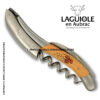 laguiole corkscrew with grapes marquetry insert on juniper wood