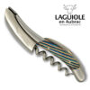 laguiole corkscrew with turquoise tricolor marquetry handle