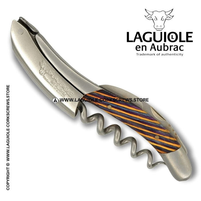 laguiole corkscrew tricolor marquetry yellow