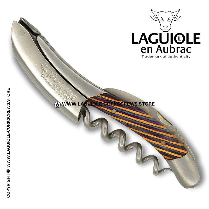 laguiole corkscrew tricolor marquetry yellow