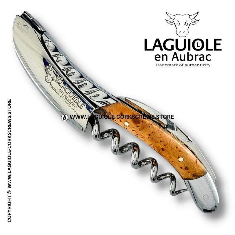 twisted laguiole corkscrew with juniper wood handle