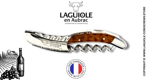 twisted laguiole wine opener with snakewood handle