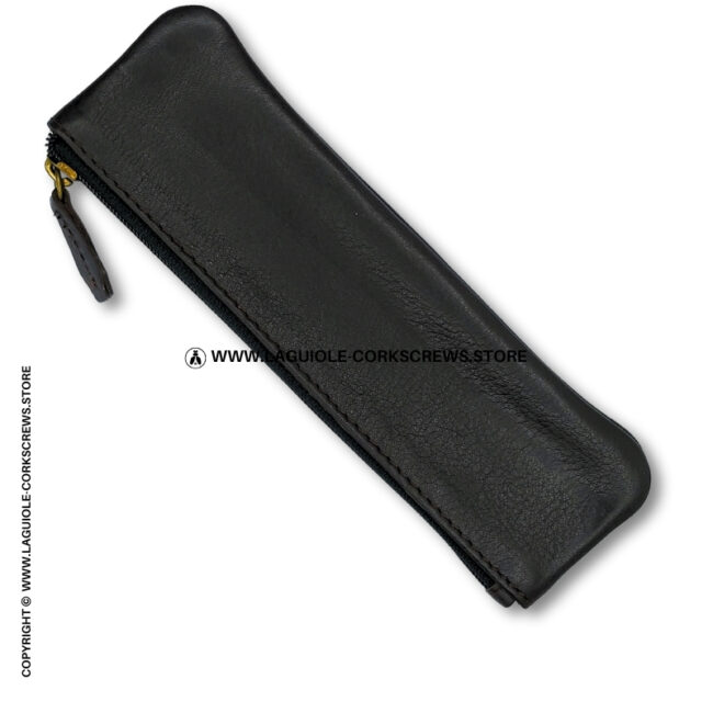 trousse en cuir noir laguiole en aubrac