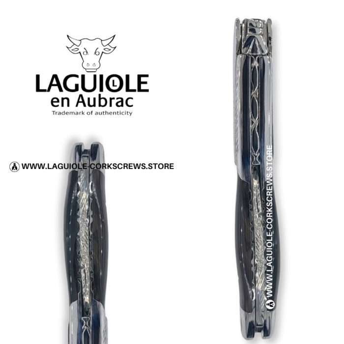 laguiole corkscrew with sculpted bolsters and chiseled plates buffalo horn