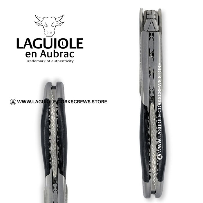 laguiole corkscrew with sculpted bolsters and chiseled plates ebony wood