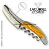 laguiole corkscrew with sculpted bolsters and chiseled plates olivewood