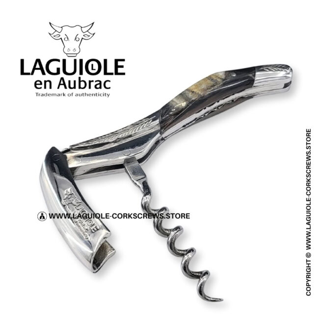 laguiole corkscrew with sculpted bolsters and chiseled plates ram horn