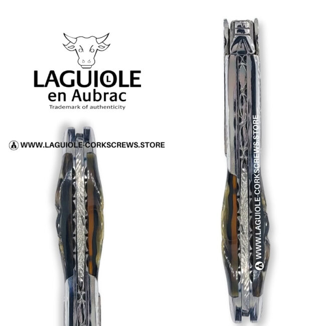 laguiole corkscrew with sculpted bolsters and chiseled plates ram horn