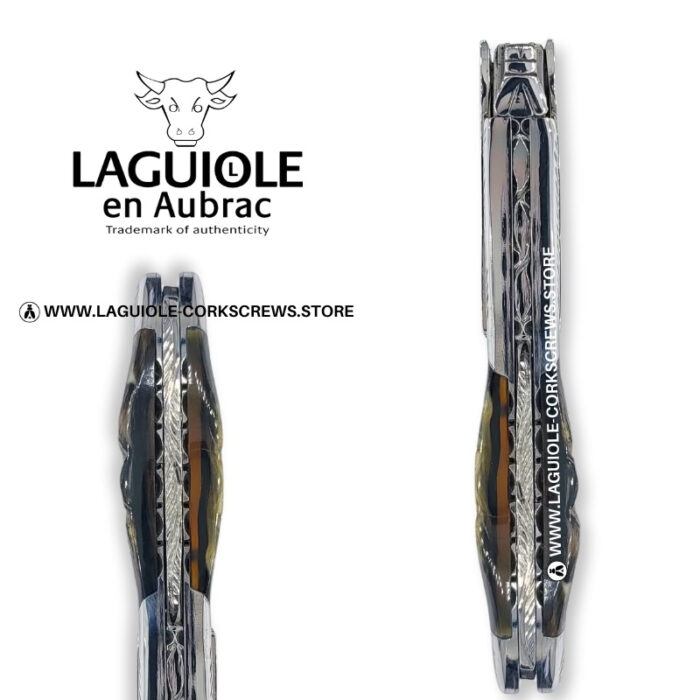laguiole corkscrew with sculpted bolsters and chiseled plates ram horn