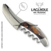 laguiole corkscrew with sculpted bolsters and chiseled plates vine stock wood