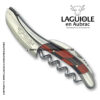 laguiole corkscrew with checkerboard inlay red heart wood and ebony handle
