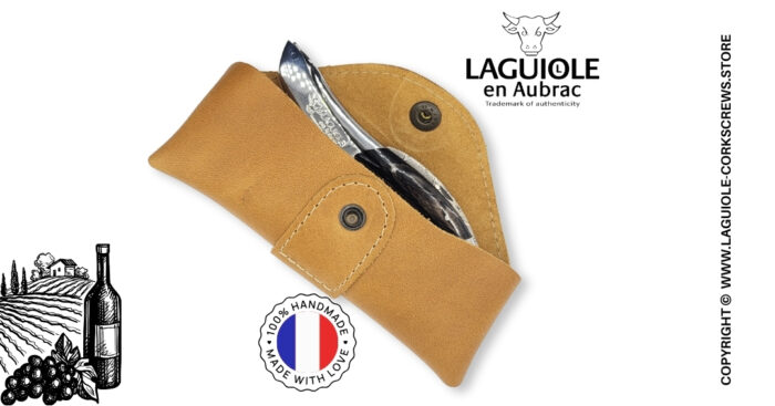 brown leather belt sheath for sommelier knives